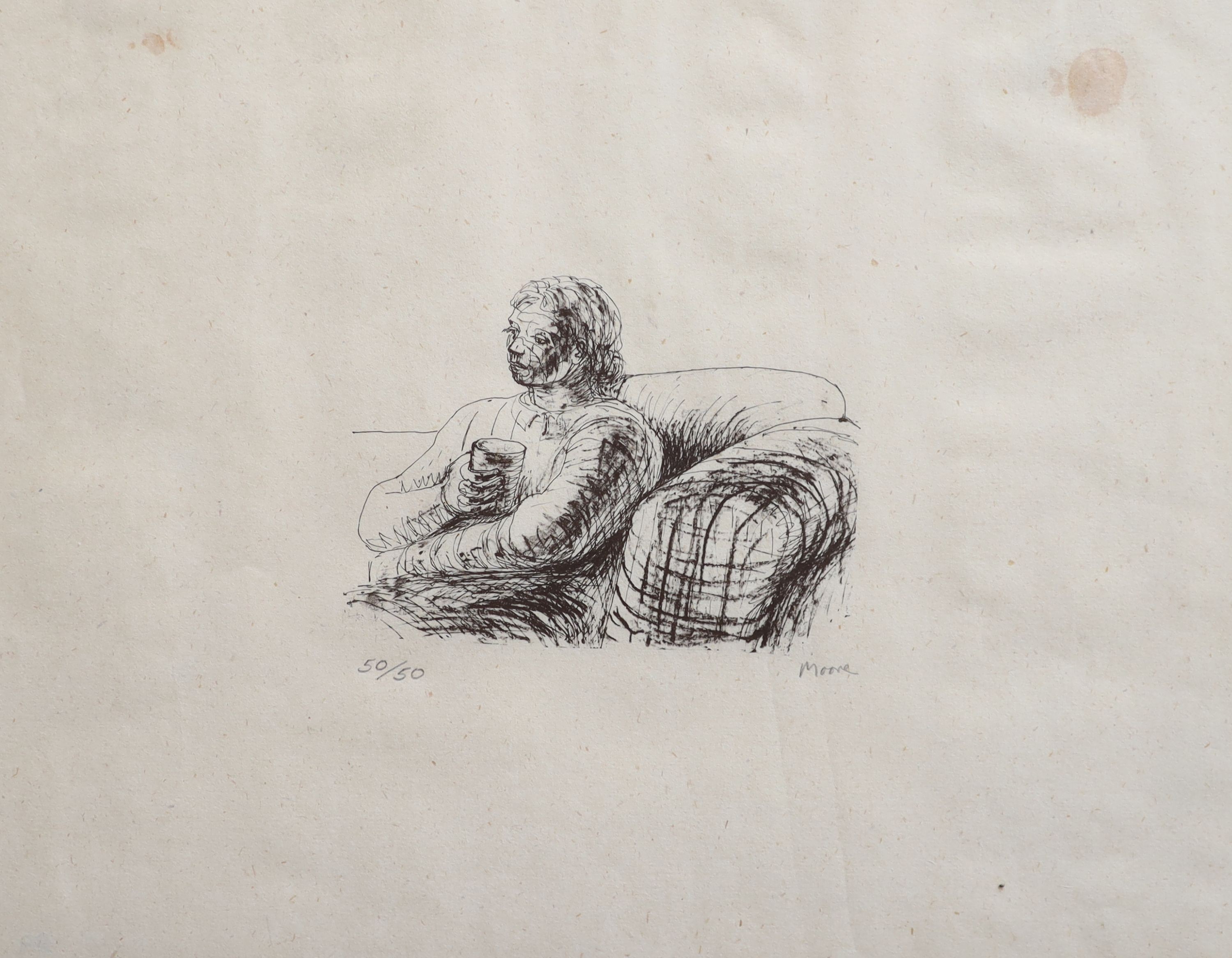 Henry Moore (1898-1986), Seated figure holding glass, (CGM 388), Lithograph, 31 x 38cm.